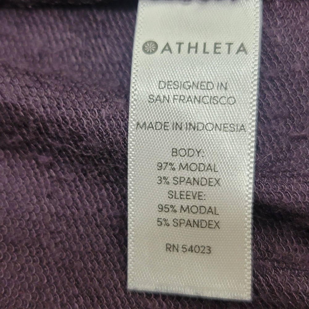 Athleta Tunic Sweatshirt Mini Dress Womens M Purple Thumbholes Atleisure Sporty - Picture 6 of 7